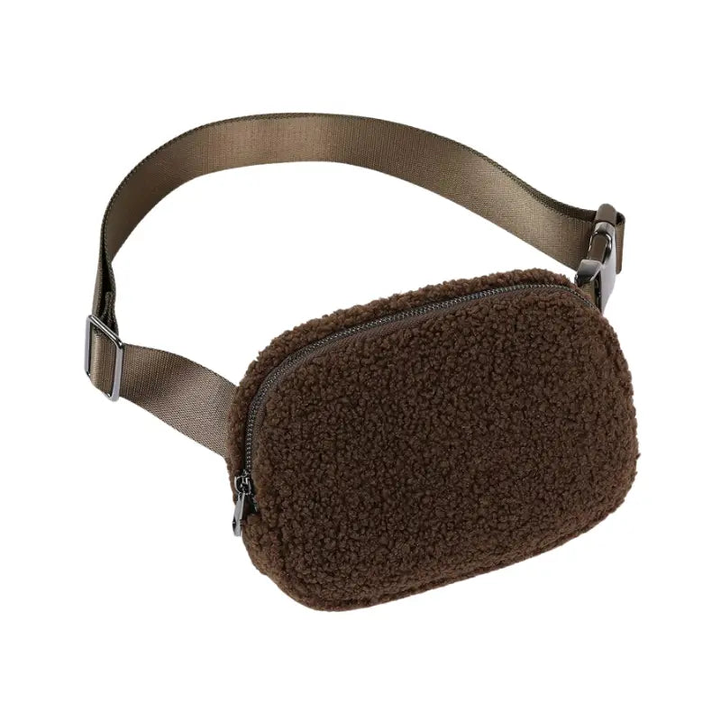 Sac Banane Sherpa Marron en Moumoute pour Femmes