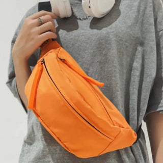 Grand sac banane orange à bandoulière tendance - sac-banane-boutique