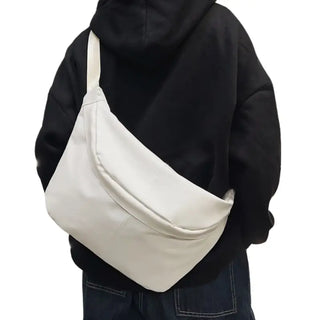 Grand sac banane format XL en toile blanc à grande capacité pour femme - Sac Banane Boutique