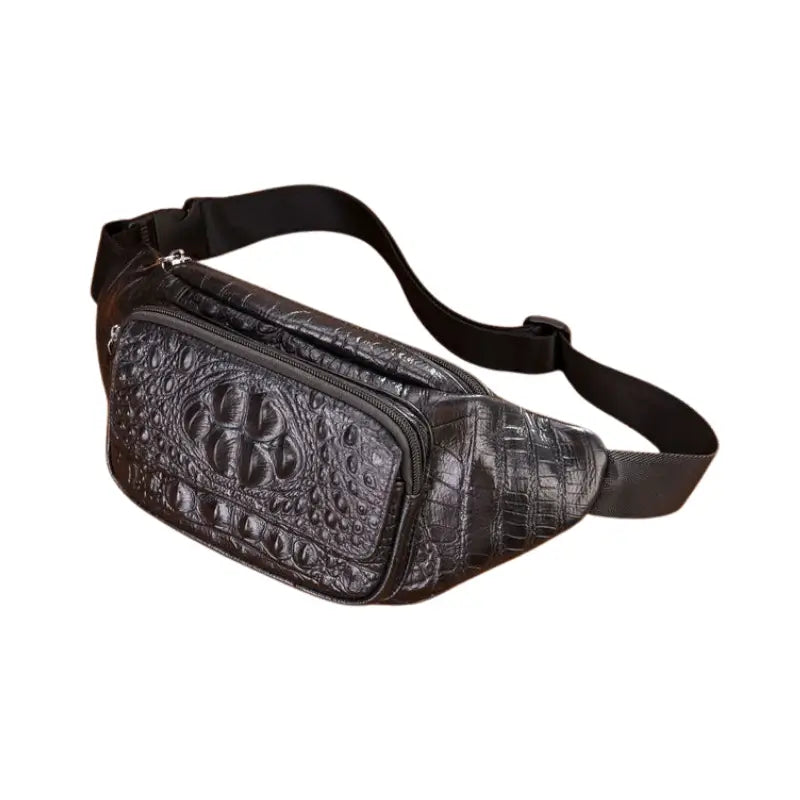 Bag Sacoche Banane Pour Homme Sac Banane En Cuir Noir Crocodile