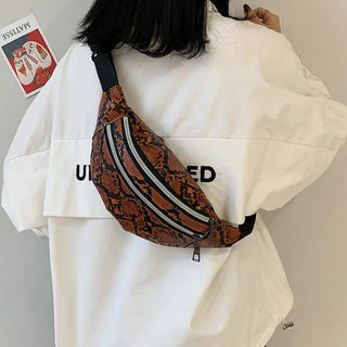 Sac banane serpent orange pour femme - sac-banane-boutique