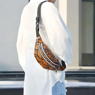 Sac banane serpent orange pour femme - sac-banane-boutique