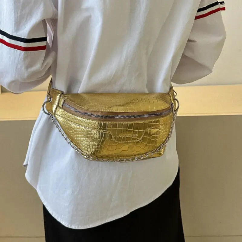 Sac Bandoulière Femme Sac Banane Doré Sac Banane à Bandoulière