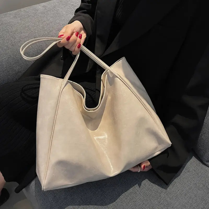Grand sac à main tendance en cuir blanc pour les cours pour femme