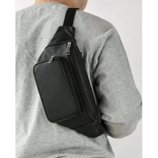 Sacoche tendance pour homme en cuir véritable noir